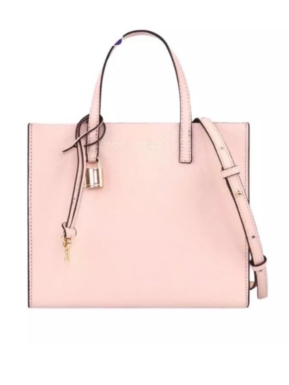 New! MARC JACOBS Mini Grind Leather Tote Crossbody Bag in Peach Whip Pink
